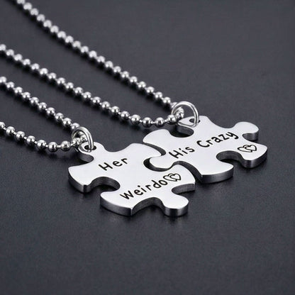 THE MEN THING SS Pendant/ Necklace LOVE FIT PUZZLE - Titanium Steel Pendant with 24inch Chain for Men & Boys