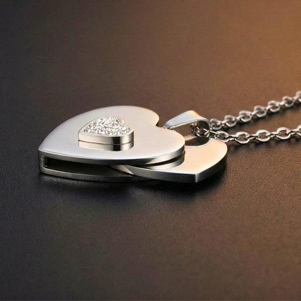 LOVELOCK HEART - Pure Titanium Steel Pendant with 24inch Round Rolo Chain for Men & Boys