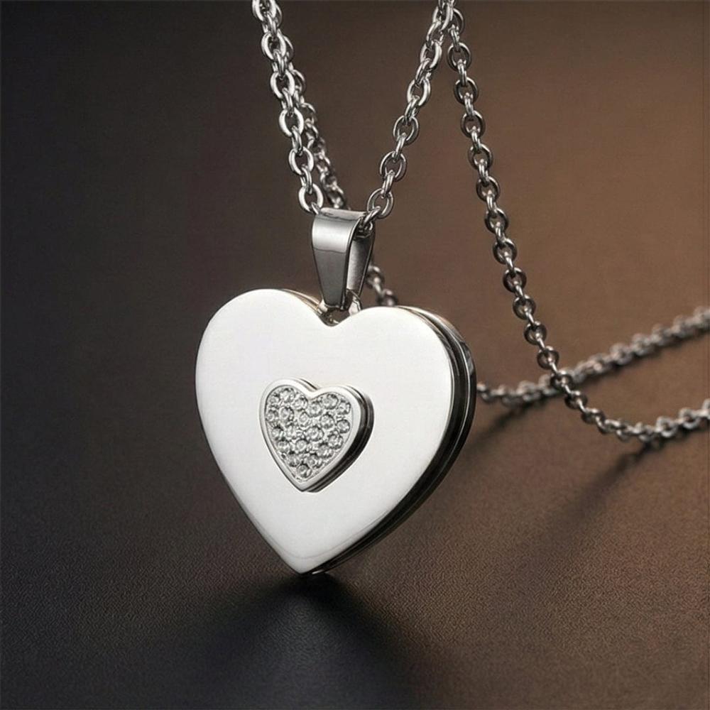 THE MEN THING SS Pendant/ Necklace LOVELOCK HEART - Pure Titanium Steel Pendant with 24inch Round Rolo Chain for Men & Boys