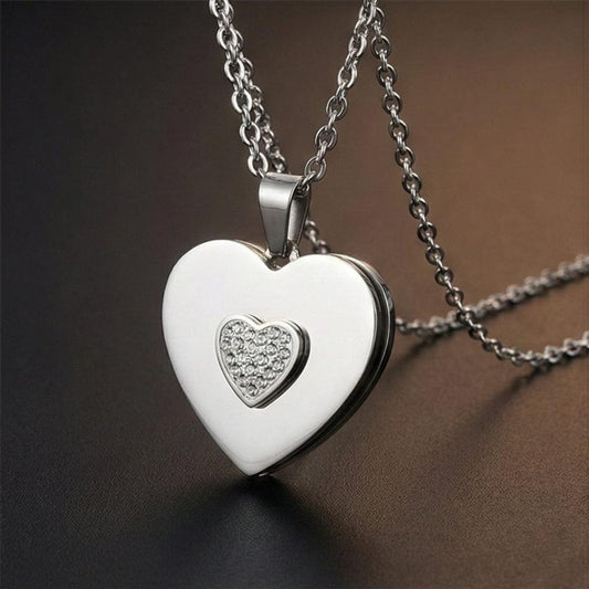 THE MEN THING SS Pendant/ Necklace LOVELOCK HEART - Pure Titanium Steel Pendant with 24inch Round Rolo Chain for Men & Boys