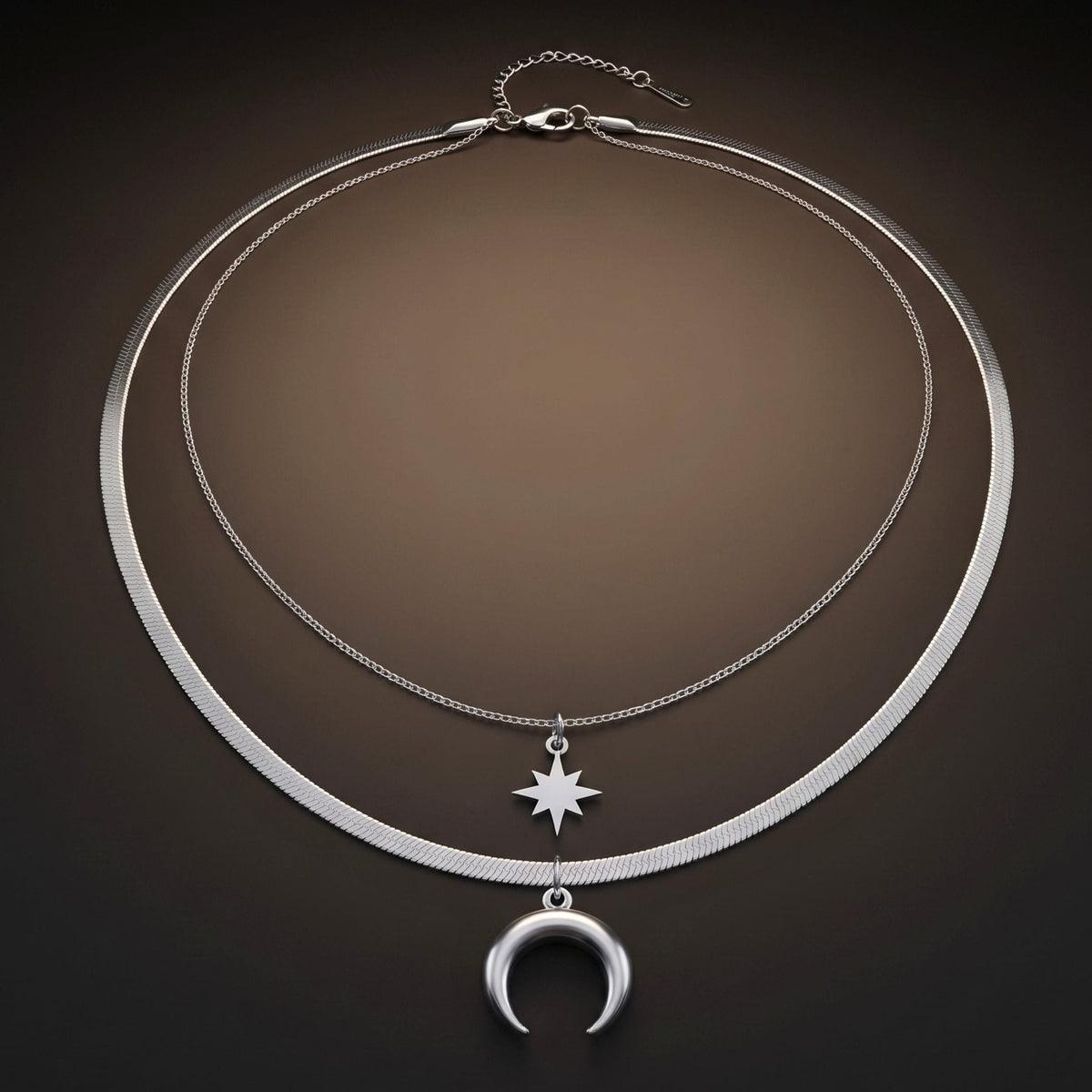 THE MEN THING SS Pendant/ Necklace LUNAR STAR - 17mm Titanium Steel Pendant with 15inch to 17inch Adjustable Cable Chain for Men & Boys