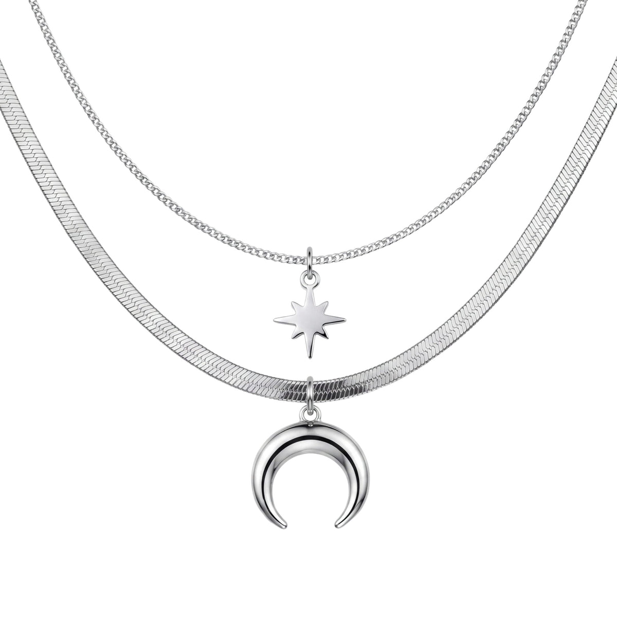 THE MEN THING SS Pendant/ Necklace LUNAR STAR - 17mm Titanium Steel Pendant with 15inch to 17inch Adjustable Cable Chain for Men & Boys