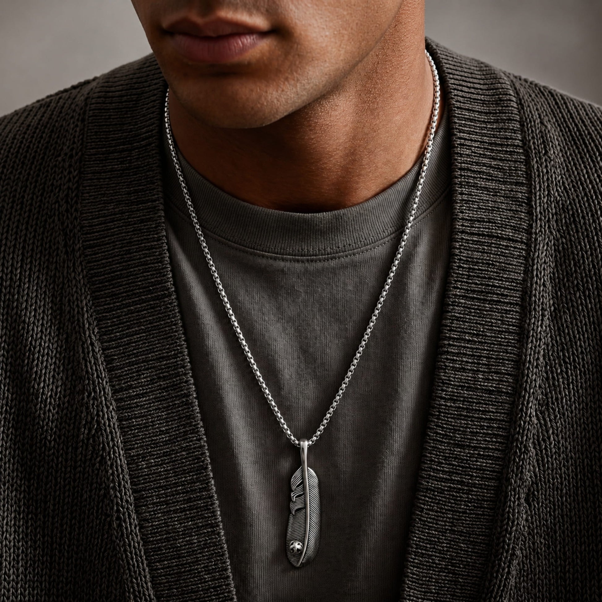 THE MEN THING SS Pendant/ Necklace LUSH - Alloy Pendant with Pure Stainless Steel 24inch Chain for Men, American trending Style - Round Box Chain for Men & Boy