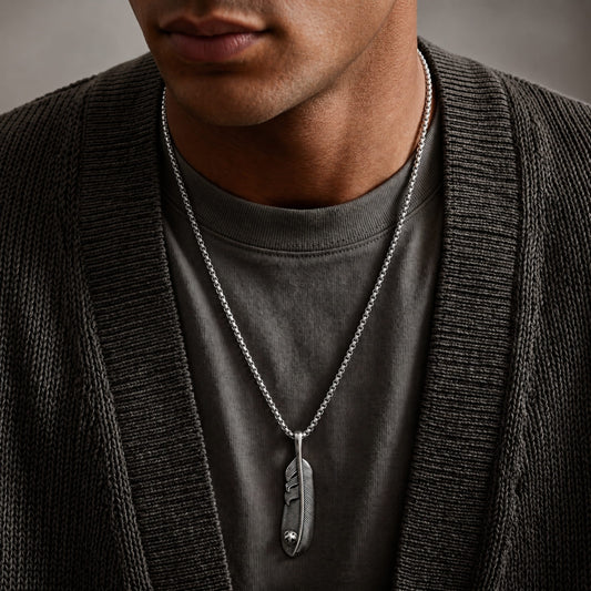 THE MEN THING SS Pendant/ Necklace LUSH - Alloy Pendant with Pure Stainless Steel 24inch Chain for Men, American trending Style - Round Box Chain for Men & Boy