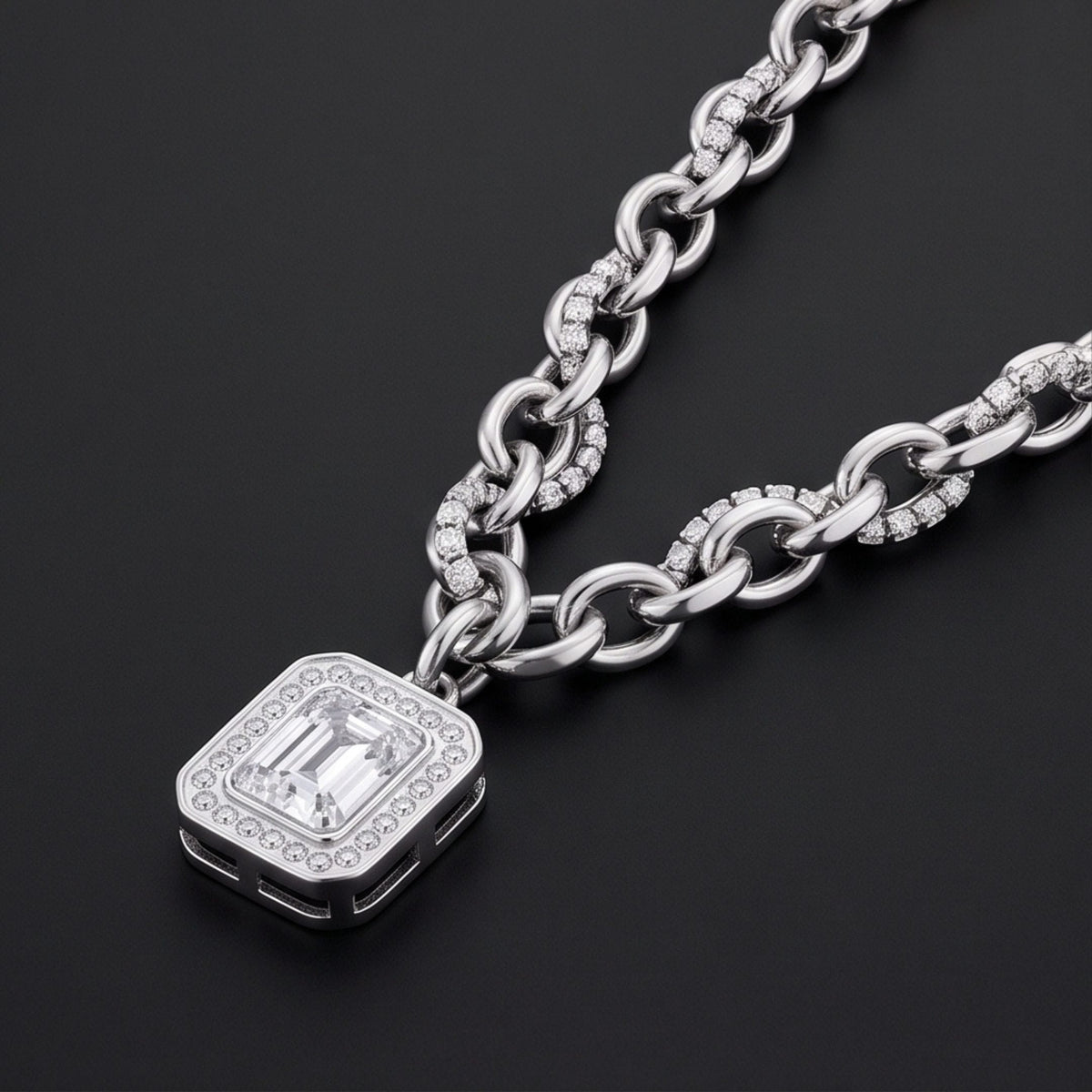 THE MEN THING SS Pendant/ Necklace LUXE FRAME - 15mm Titanium Steel Pendant with 16inch to 19inch Adjustable Cable Chain for Men & Boys