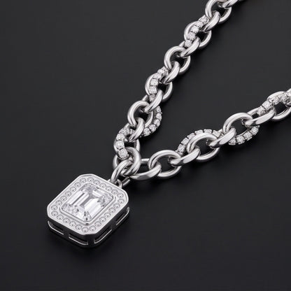 THE MEN THING SS Pendant/ Necklace LUXE FRAME - 15mm Titanium Steel Pendant with 16inch to 19inch Adjustable Cable Chain for Men & Boys