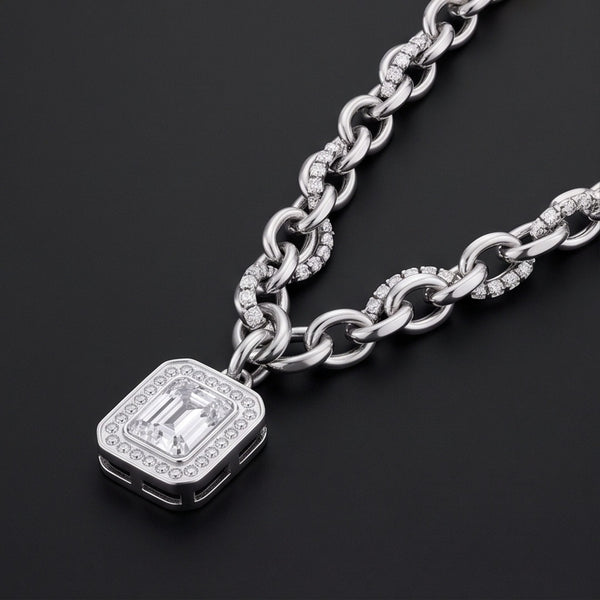 LUXE FRAME - 15mm Titanium Steel Pendant with 16inch to 19inch Adjustable Cable Chain for Men & Boys