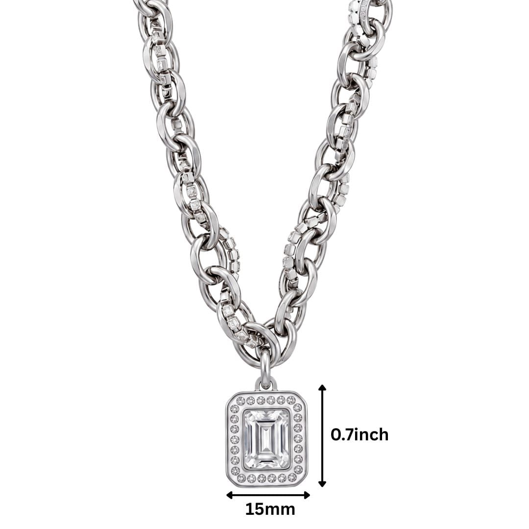 THE MEN THING SS Pendant/ Necklace LUXE FRAME - 15mm Titanium Steel Pendant with 16inch to 19inch Adjustable Cable Chain for Men & Boys