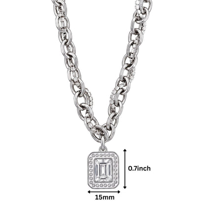THE MEN THING SS Pendant/ Necklace LUXE FRAME - 15mm Titanium Steel Pendant with 16inch to 19inch Adjustable Cable Chain for Men & Boys