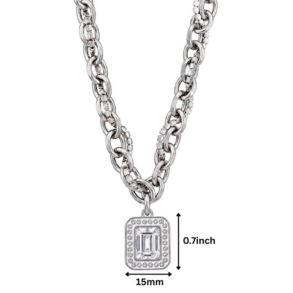 LUXE FRAME - 15mm Titanium Steel Pendant with 16inch to 19inch Adjustable Cable Chain for Men & Boys