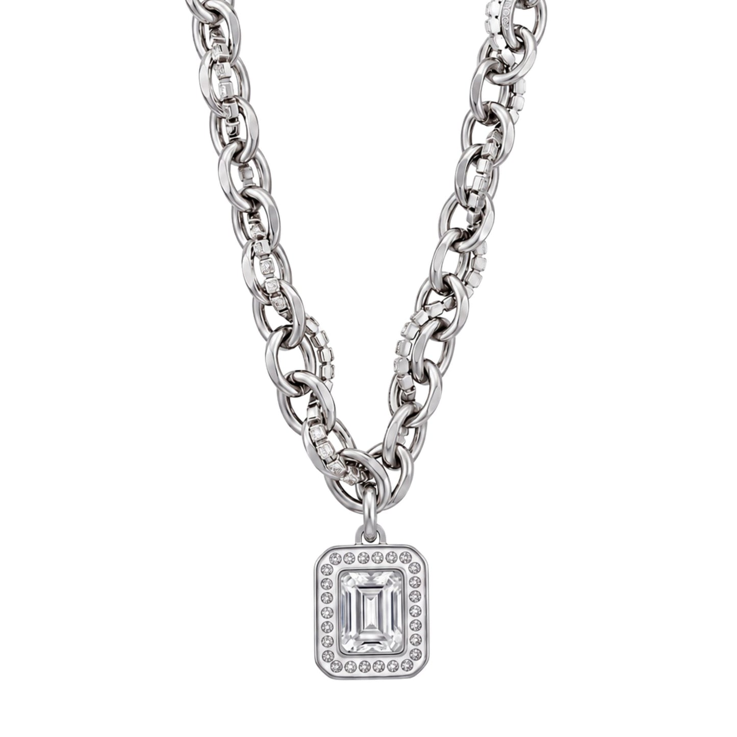 THE MEN THING SS Pendant/ Necklace LUXE FRAME - 15mm Titanium Steel Pendant with 16inch to 19inch Adjustable Cable Chain for Men & Boys