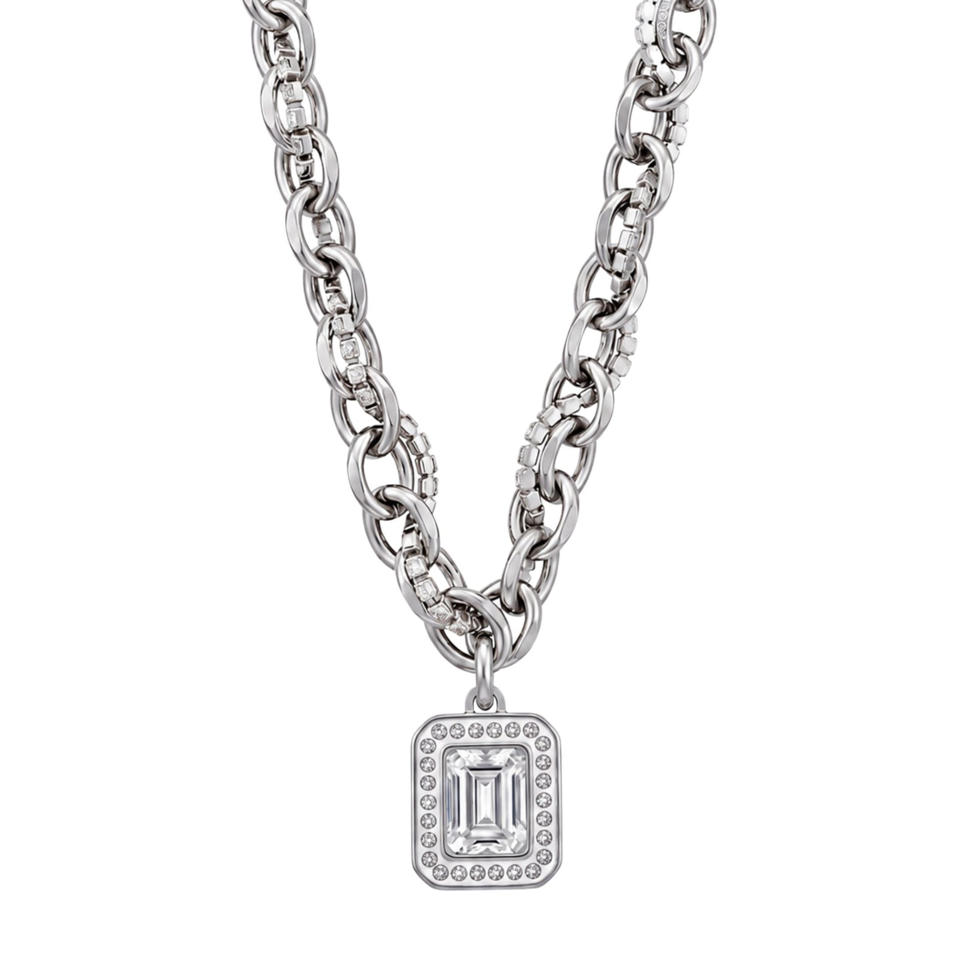 THE MEN THING SS Pendant/ Necklace LUXE FRAME - 15mm Titanium Steel Pendant with 16inch to 19inch Adjustable Cable Chain for Men & Boys