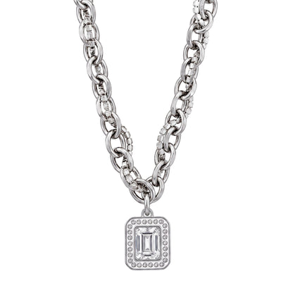THE MEN THING SS Pendant/ Necklace LUXE FRAME - 15mm Titanium Steel Pendant with 16inch to 19inch Adjustable Cable Chain for Men & Boys