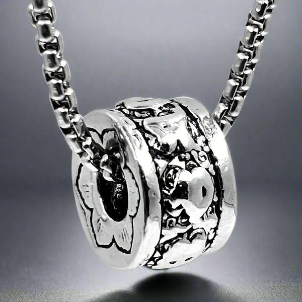 मंत्र गोल - पुरुषों के लिए शुद्ध स्टेनलेस स्टील 24 इंच चेन के साथ मिश्र धातु गोल मंत्र पेंडेंट, मिलान ट्रेंडिंग स्टाइल - पुरुषों और लड़कों के लिए गोल बॉक्स चेन और पेंडेंट