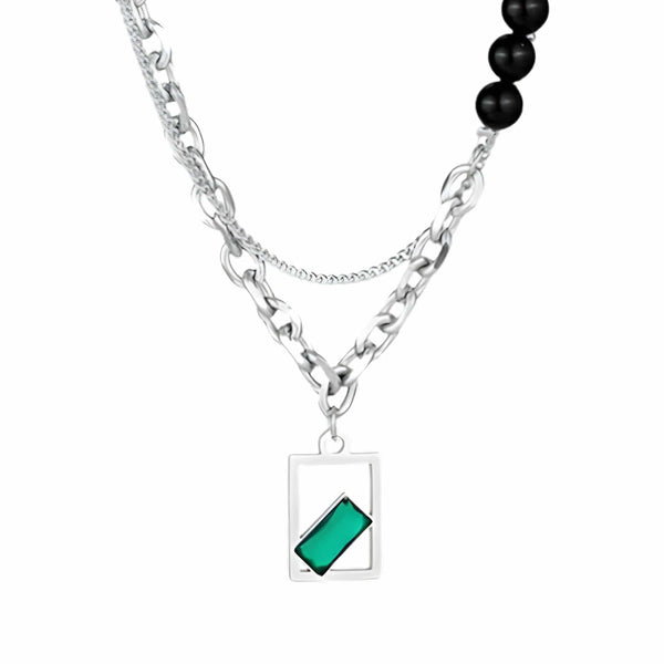 MATRIX EMERALD - 16mm Titanium Steel Pendant with 22inch Chain for Men & Boys with adjustable cable chain