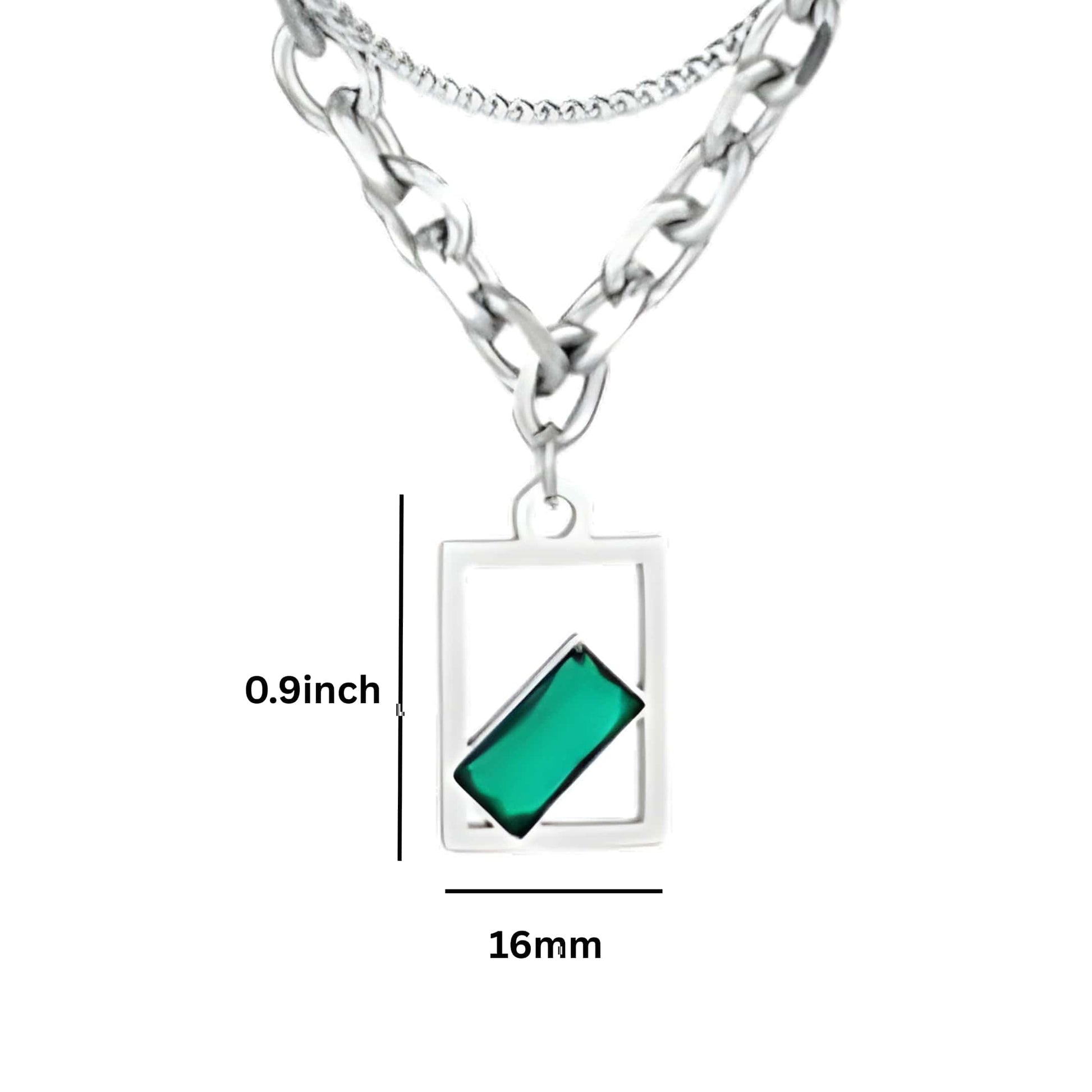 THE MEN THING SS Pendant/ Necklace MATRIX EMERALD - 16mm Titanium Steel Pendant with 22inch Chain for Men & Boys with adjustable cable chain