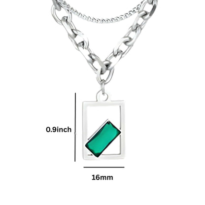 THE MEN THING SS Pendant/ Necklace MATRIX EMERALD - 16mm Titanium Steel Pendant with 22inch Chain for Men & Boys with adjustable cable chain