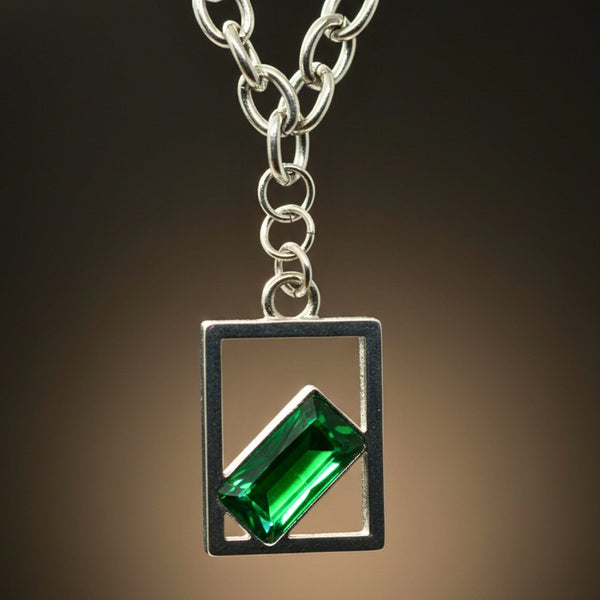 MATRIX EMERALD - 16mm Titanium Steel Pendant with 22inch Chain for Men & Boys with adjustable cable chain