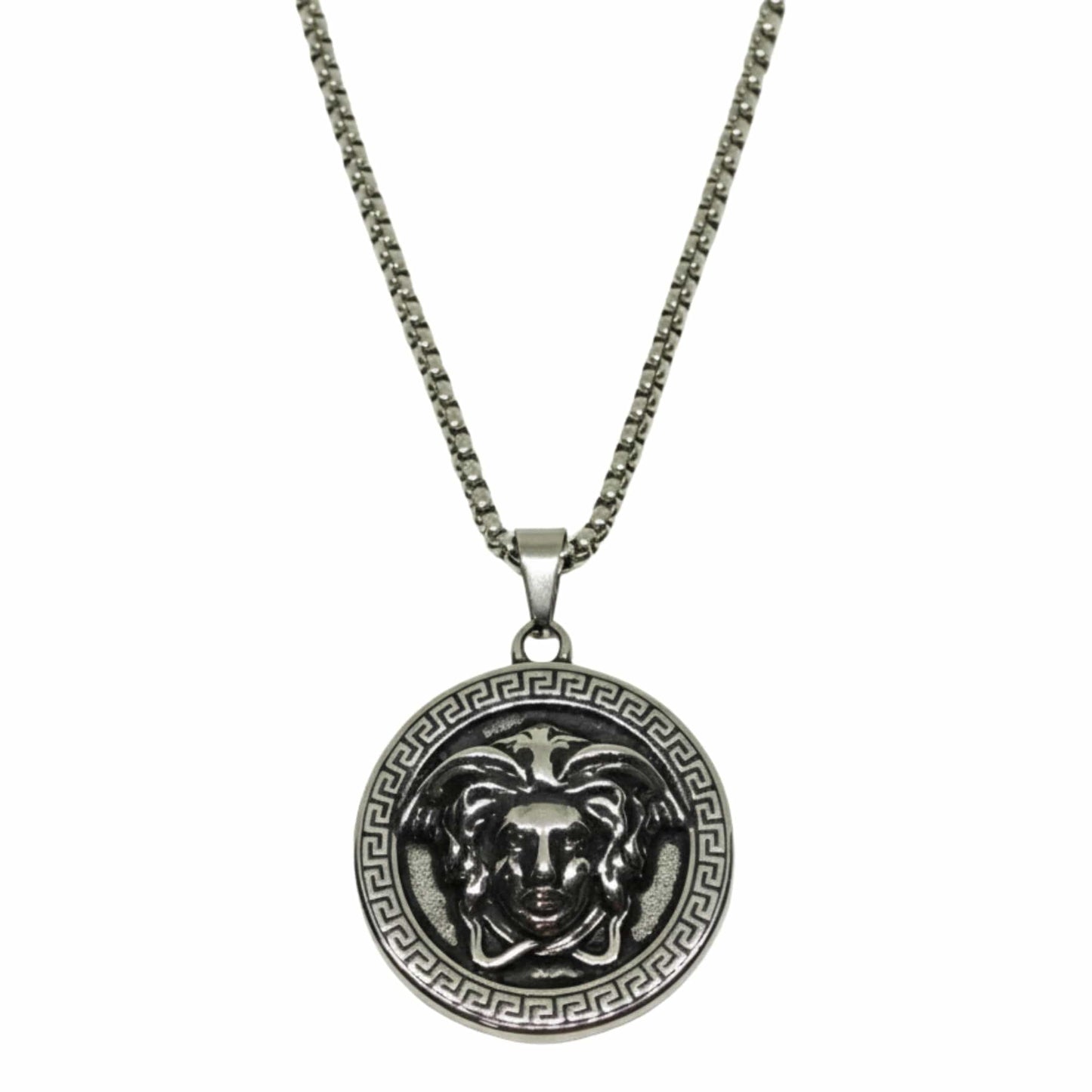 THE MEN THING SS Pendant/ Necklace MEDUSA MONARCH - 35mm Titanium Steel Pendant with 24inch Round Box 5mm Chain for Men & Boys
