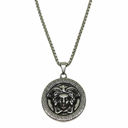 THE MEN THING SS Pendant/ Necklace MEDUSA MONARCH - 35mm Titanium Steel Pendant with 24inch Round Box 5mm Chain for Men & Boys
