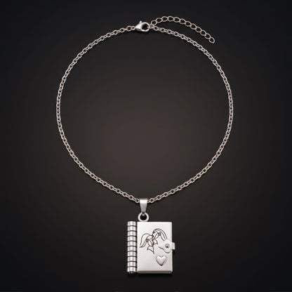 THE MEN THING SS Pendant/ Necklace MEMORY BOOK - STEEL - 18mm Pure Titanium Steel Pendant with 3mm Chain for Men & Boys (17 to 19 inch Adjustable Cable Chain)