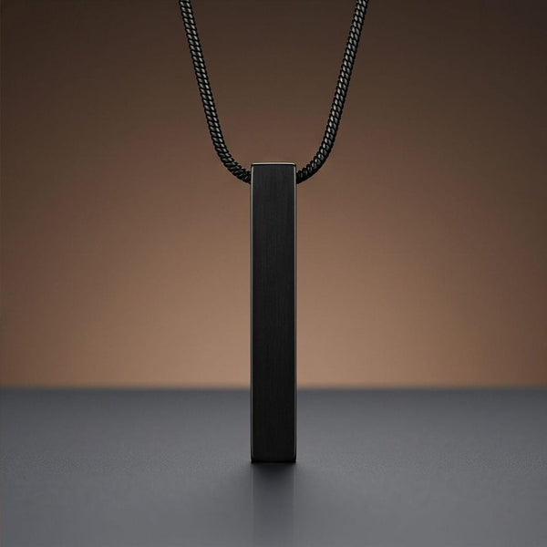 MIDNIGHT BAR - 33mm Titanium Steel Pendant with Round Snake 1mm Chain for Men & Boys (19inch)
