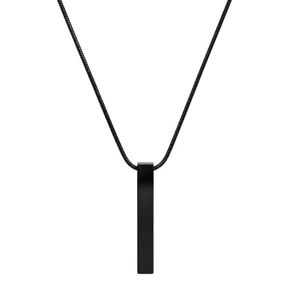 THE MEN THING SS Pendant/ Necklace MIDNIGHT BAR - 33mm Titanium Steel Pendant with Round Snake 1mm Chain for Men & Boys (19inch)