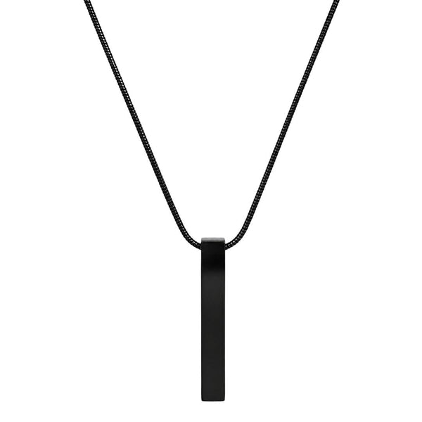 MIDNIGHT BAR - 33mm Titanium Steel Pendant with Round Snake 1mm Chain for Men & Boys (19inch)