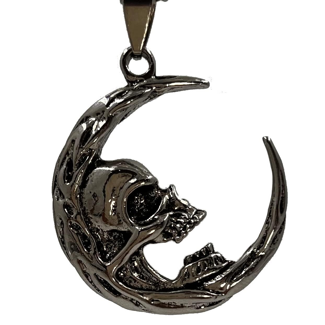 THE MEN THING SS Pendant/ Necklace MOON NIGHT SKULL - Alloy Pendant with Stainless Steel  24inch Round Box Chain, European trending Style for Men & Boy