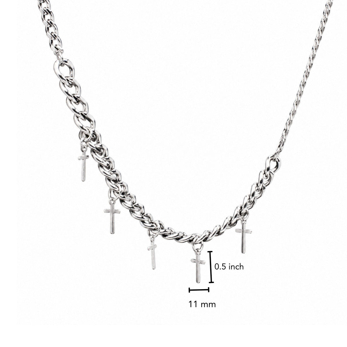 THE MEN THING SS Pendant/ Necklace MULTI CROSS LINK - 11mm Titanium Steel Pendant with 7mm Chain for Men & Boys - 24 inch
