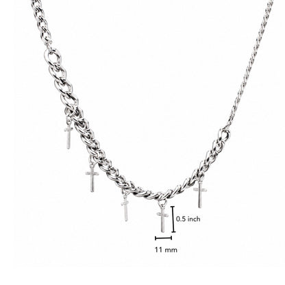 THE MEN THING SS Pendant/ Necklace MULTI CROSS LINK - 11mm Titanium Steel Pendant with 7mm Chain for Men & Boys - 24 inch