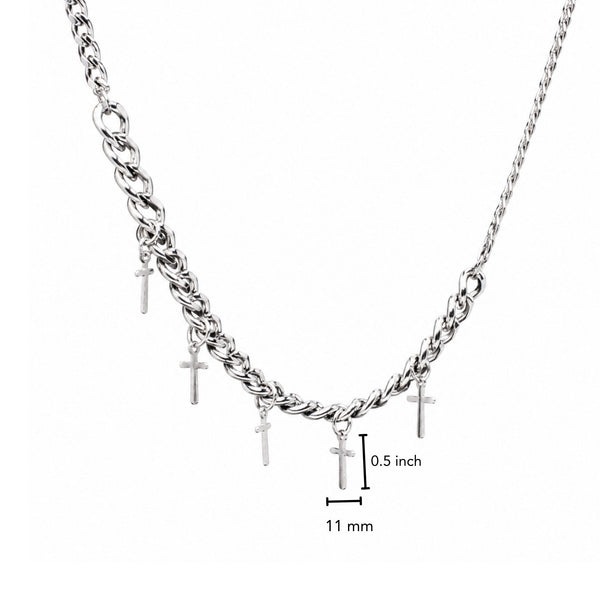 MULTI CROSS LINK - 11mm Titanium Steel Pendant with 7mm Chain for Men & Boys - 24 inch