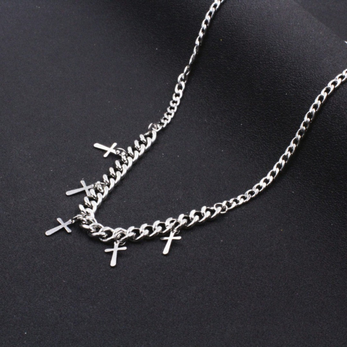 THE MEN THING SS Pendant/ Necklace MULTI CROSS LINK - 11mm Titanium Steel Pendant with 7mm Chain for Men & Boys - 24 inch
