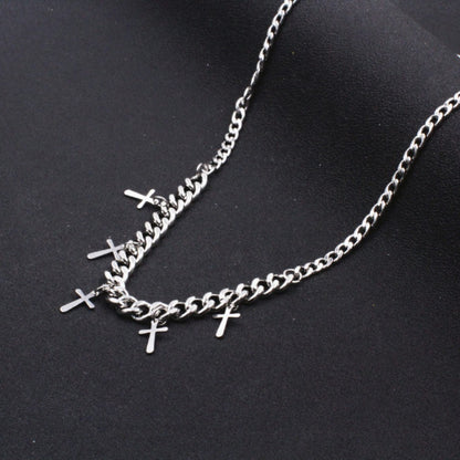 THE MEN THING SS Pendant/ Necklace MULTI CROSS LINK - 11mm Titanium Steel Pendant with 7mm Chain for Men & Boys - 24 inch