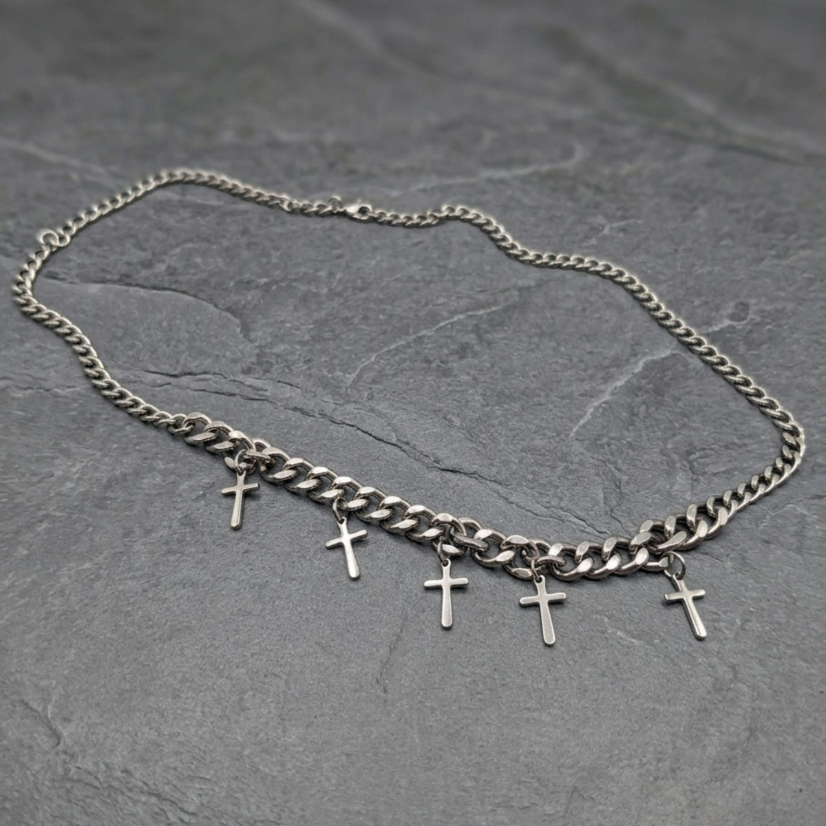 THE MEN THING SS Pendant/ Necklace MULTI CROSS LINK - 11mm Titanium Steel Pendant with 7mm Chain for Men & Boys - 24 inch