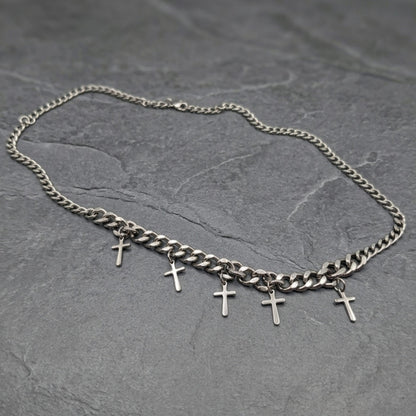 THE MEN THING SS Pendant/ Necklace MULTI CROSS LINK - 11mm Titanium Steel Pendant with 7mm Chain for Men & Boys - 24 inch