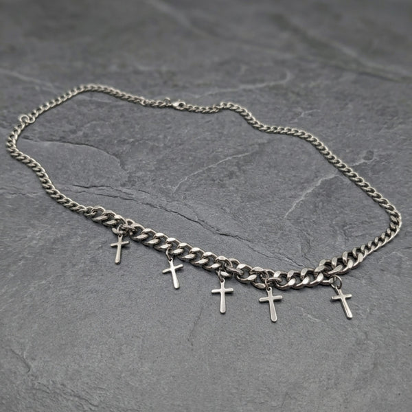 MULTI CROSS LINK - 11mm Titanium Steel Pendant with 7mm Chain for Men & Boys - 24 inch