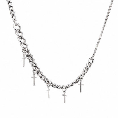 THE MEN THING SS Pendant/ Necklace MULTI CROSS LINK - 11mm Titanium Steel Pendant with 7mm Chain for Men & Boys - 24 inch