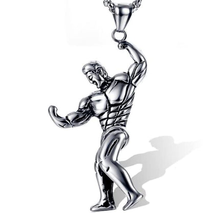 THE MEN THING SS Pendant/ Necklace MUSCULAR FIT - Alloy Fitness Pendant with Stainless Steel 24inch Round Box Chain, American trending Style for Men & Boy