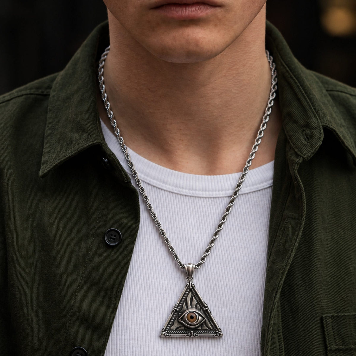 THE MEN THING SS Pendant/ Necklace MYSTIC VISION PENDANT -  Alloy The Mystic Vision Pendant with Stainless Steel 24inch Round Box Chain, European trending for Men & Boy
