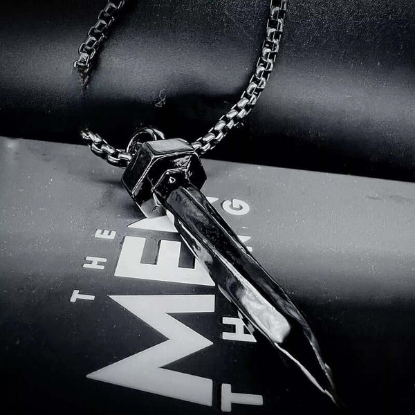 नेल्ड इट - ब्लैक टोन - पुरुषों और लड़कों के लिए 24 इंच गोल बॉक्स चेन के साथ शुद्ध टाइटेनियम स्टील पेंडेंट