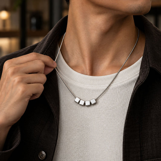 THE MEN THING SS Pendant/ Necklace NEO CUBE - 8mm Titanium Steel Pendant with 22inch Chain for Men & Boys