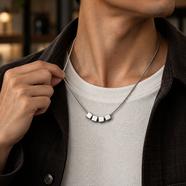 NEO CUBE - 8mm Titanium Steel Pendant with 22inch Chain for Men & Boys