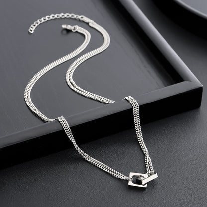THE MEN THING SS Pendant/ Necklace NEX LOCK - 12mm Titanium Steel Pendant with 19 to 21inch Adjustable 9mm Cube Chain for Men & Boys