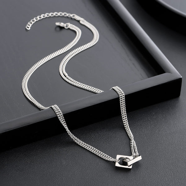 NEX LOCK - 12mm Titanium Steel Pendant with 19 to 21inch Adjustable 9mm Cube Chain for Men & Boys