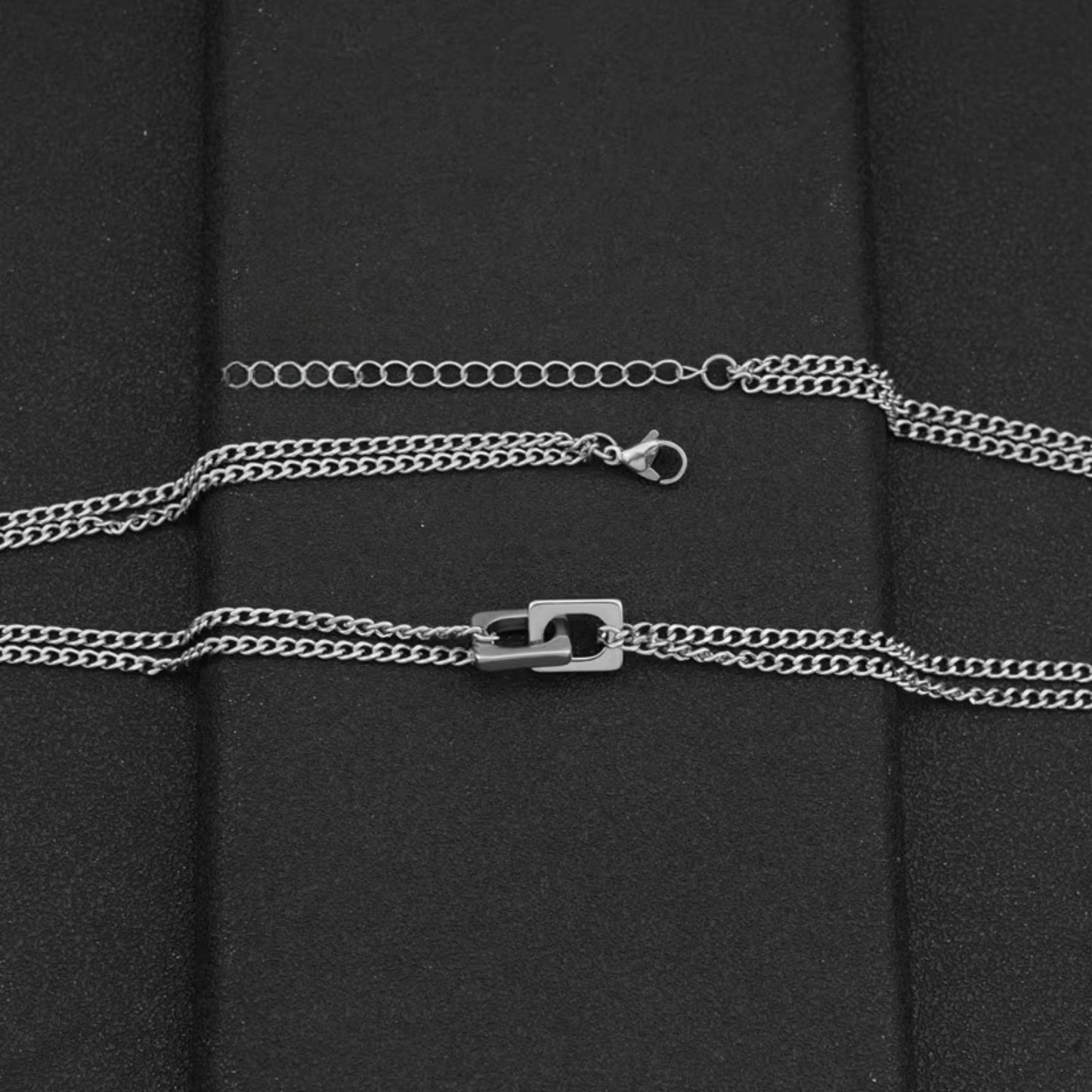 THE MEN THING SS Pendant/ Necklace NEX LOCK - 12mm Titanium Steel Pendant with 19 to 21inch Adjustable 9mm Cube Chain for Men & Boys