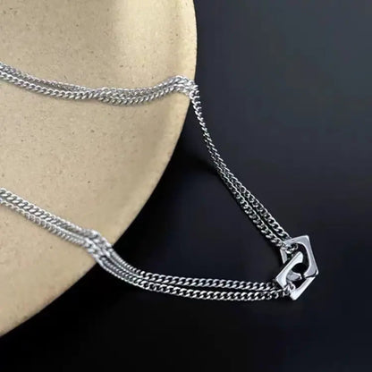 THE MEN THING SS Pendant/ Necklace NEX LOCK - 12mm Titanium Steel Pendant with 19 to 21inch Adjustable 9mm Cube Chain for Men & Boys