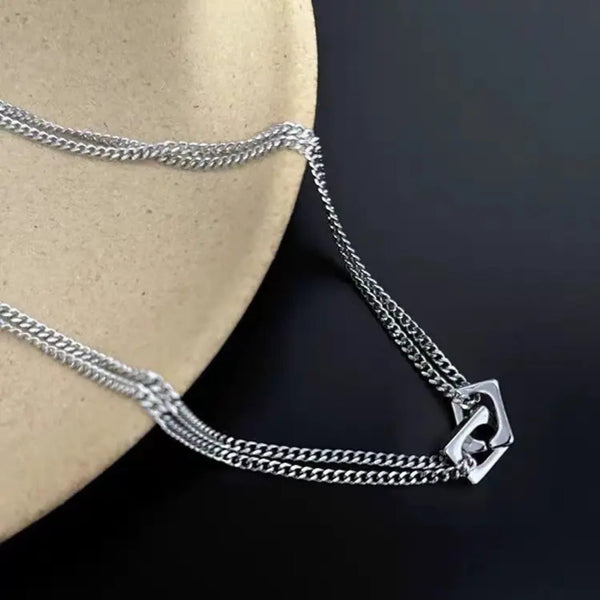 NEX LOCK - 12mm Titanium Steel Pendant with 19 to 21inch Adjustable 9mm Cube Chain for Men & Boys