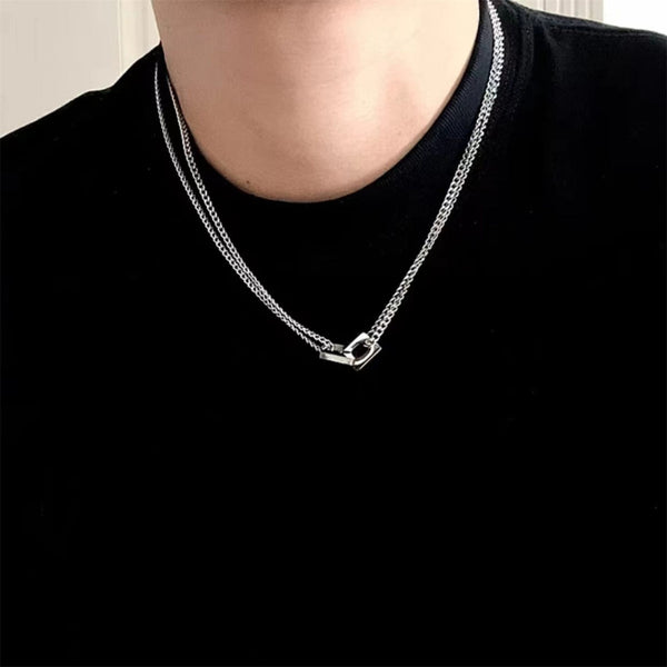 NEX LOCK - 12mm Titanium Steel Pendant with 19 to 21inch Adjustable 9mm Cube Chain for Men & Boys