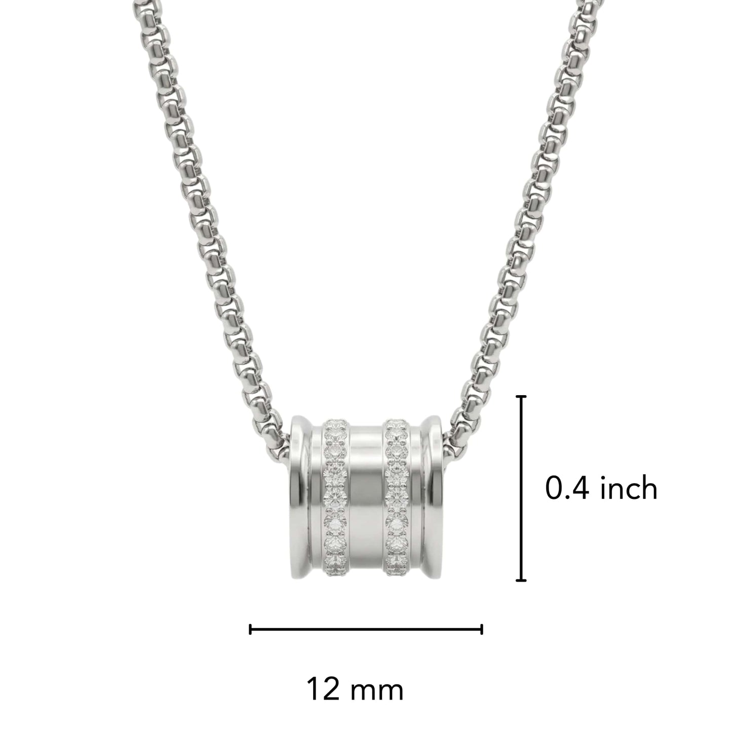 THE MEN THING SS Pendant/ Necklace NEXUS ROLL - 12mm Titanium Steel Pendant with 23inch 4mm Round Box Chain for Men & Boys